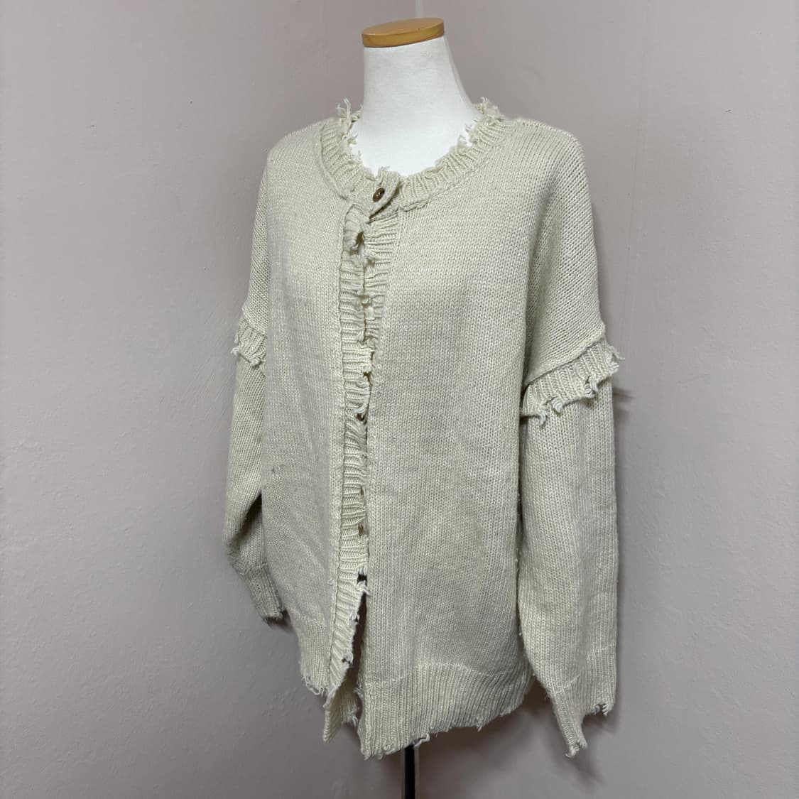 아이보리 데미지 빈티지 니트 가디건 상품이미지2