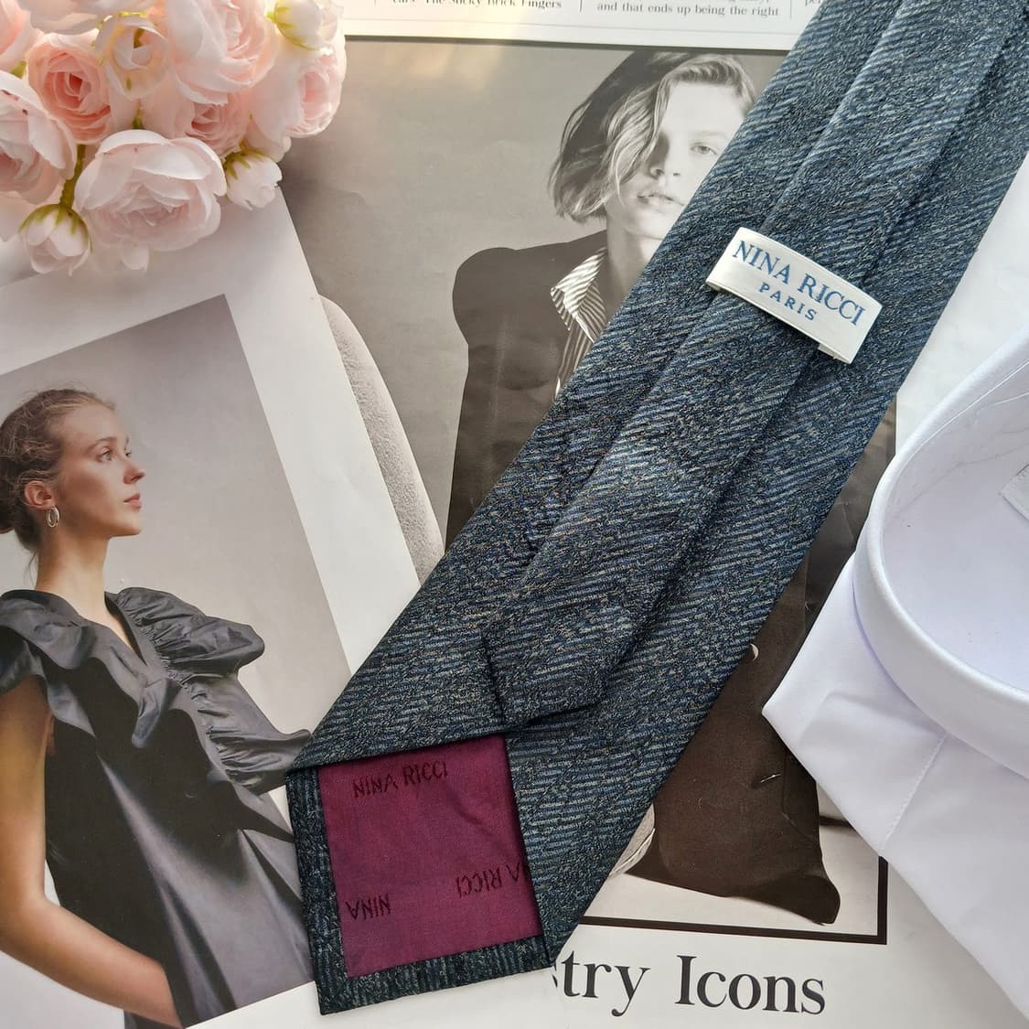 니나리치 실크 다크그레이 패턴 넥타이 9.6cm A+등급 A18564
 상품이미지4