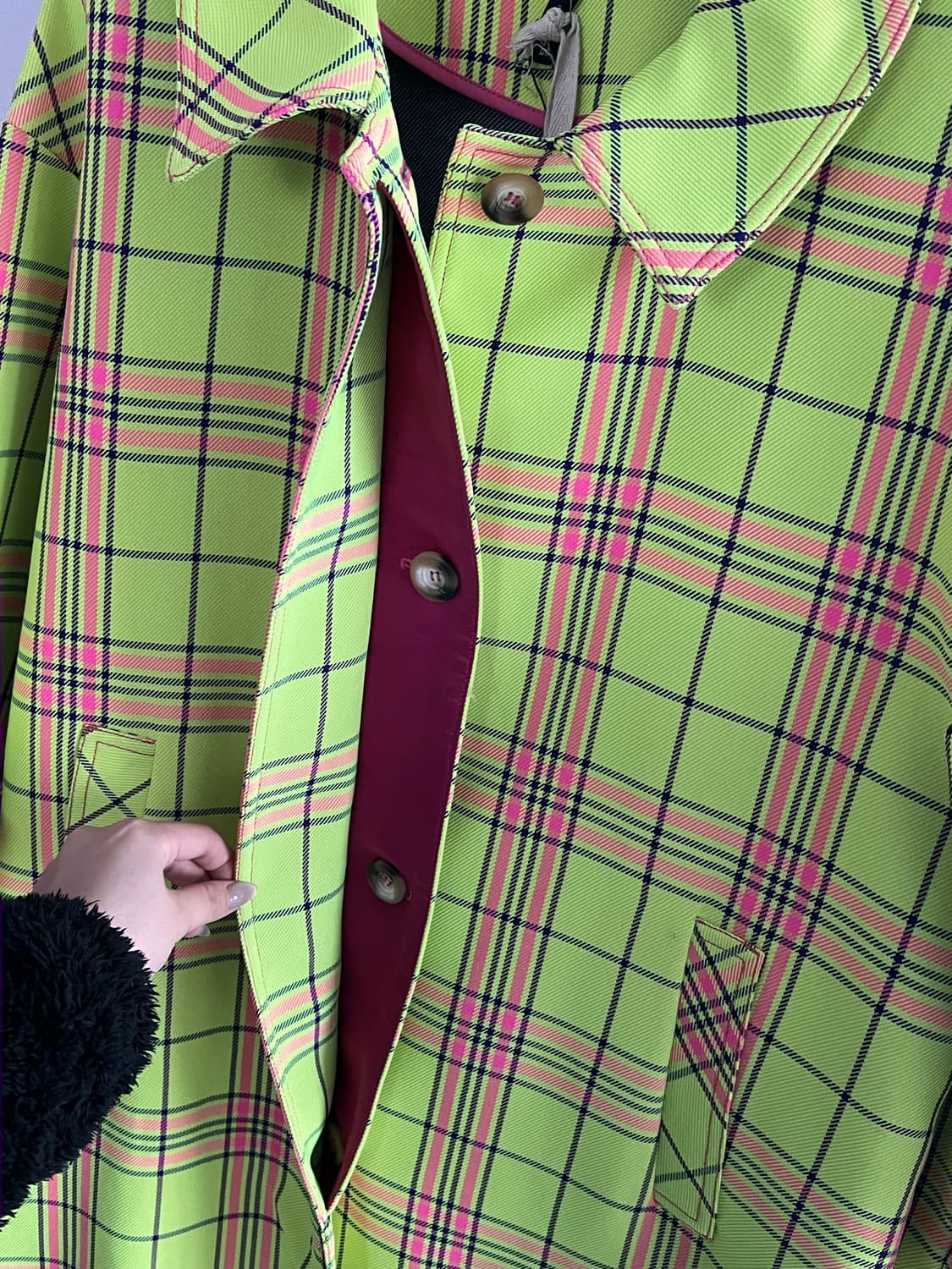 Neon Checkered long Jacket 상품이미지6
