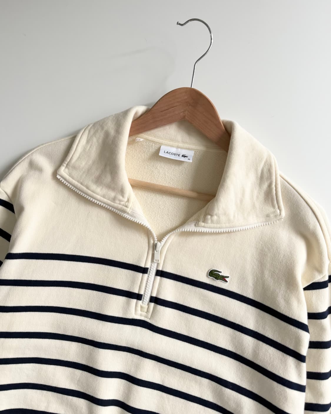 Lacoste 라코스테 아이보리 단가라 하프집업 상품이미지5