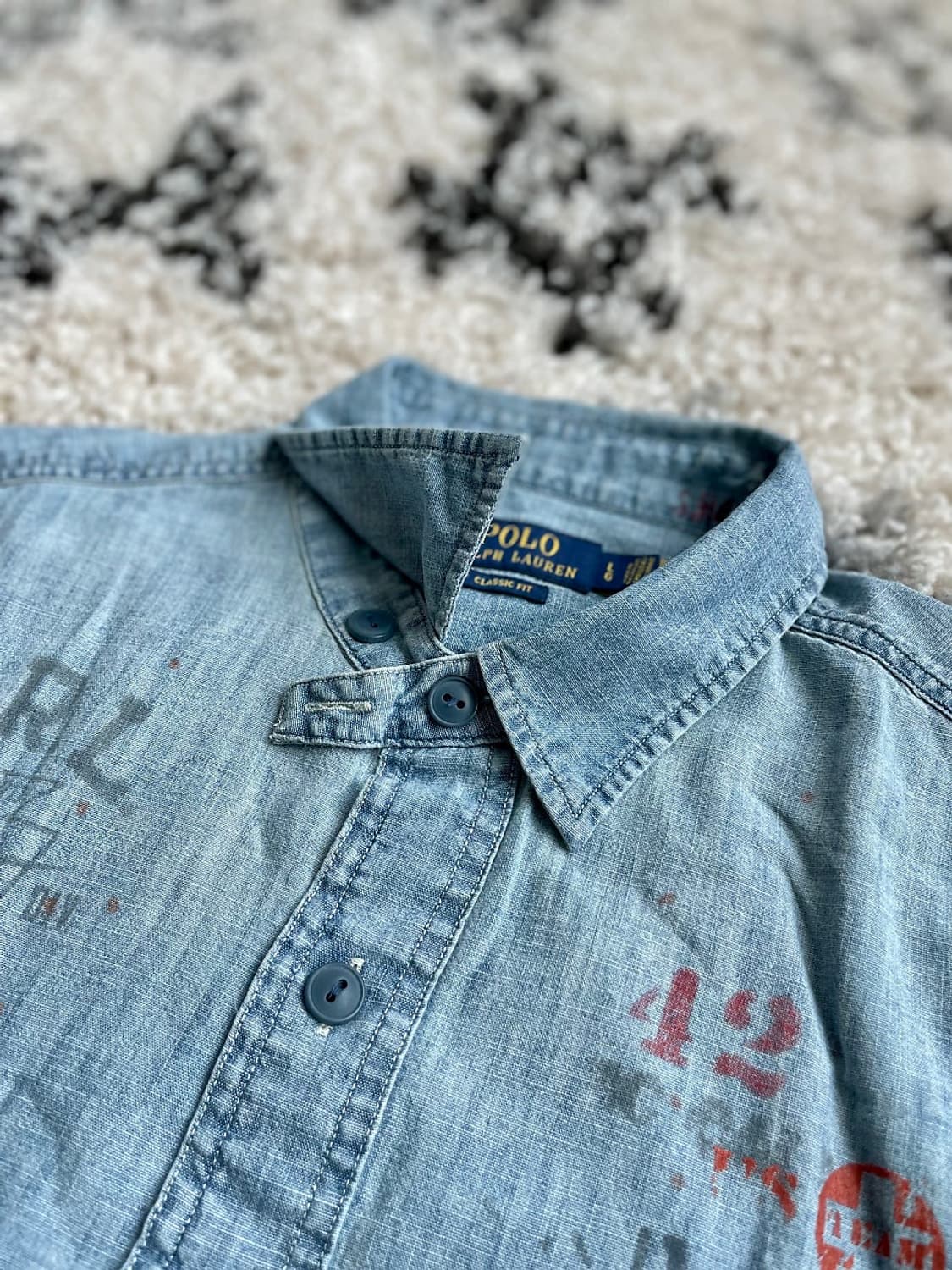 폴로 랄프로렌 해군 샴브레이 셔츠 폴로야상 폴로퍼티그 상품이미지3