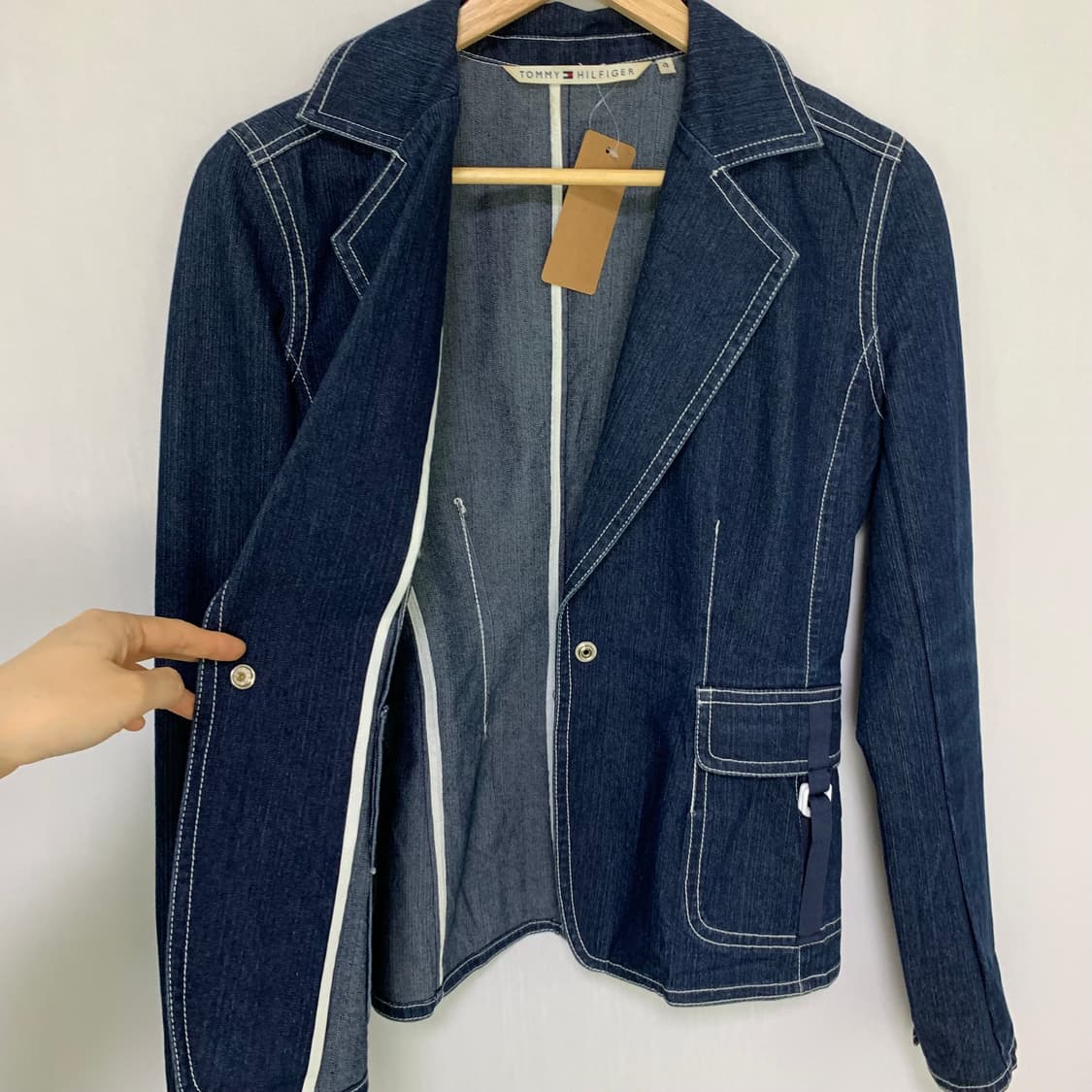 타미힐피거 벨티드 스티치 싱글 버튼 블레이저 데님 청자켓 상품이미지6