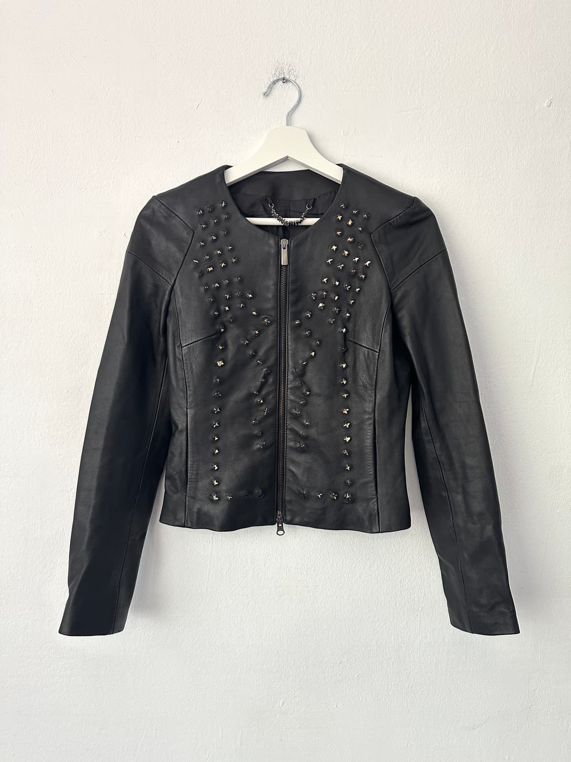 AnnairaN 2000s 불렛 스터드 램스킨 레더 자켓 상품이미지2