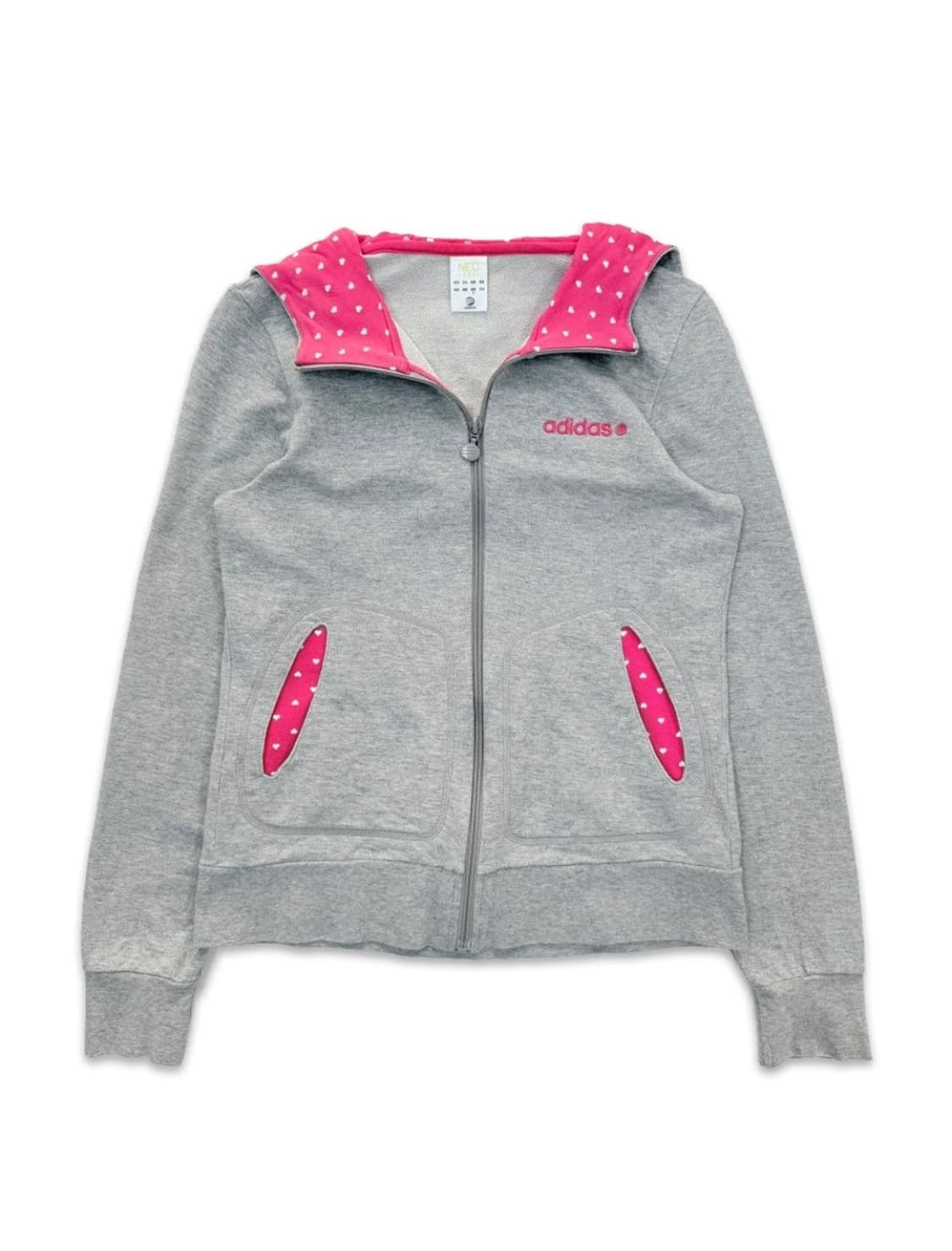 빈티지 아디다스 회색 핑크 후드집업 상품이미지1