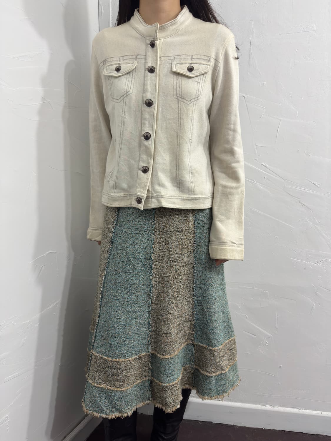 cest mojieu twid patchwork design skirt 상품이미지3