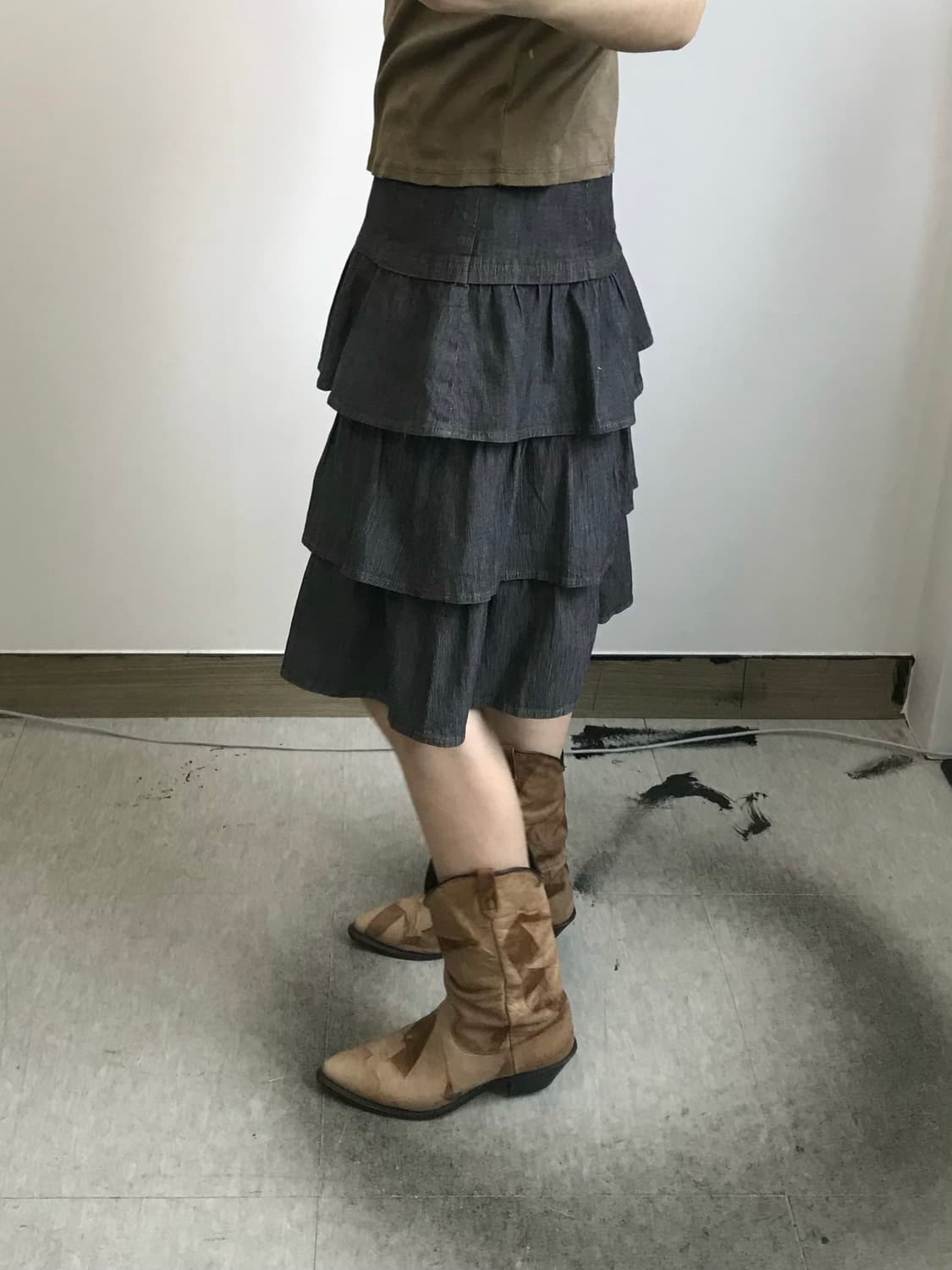 빈티지 데님 캉캉 스커트 상품이미지2