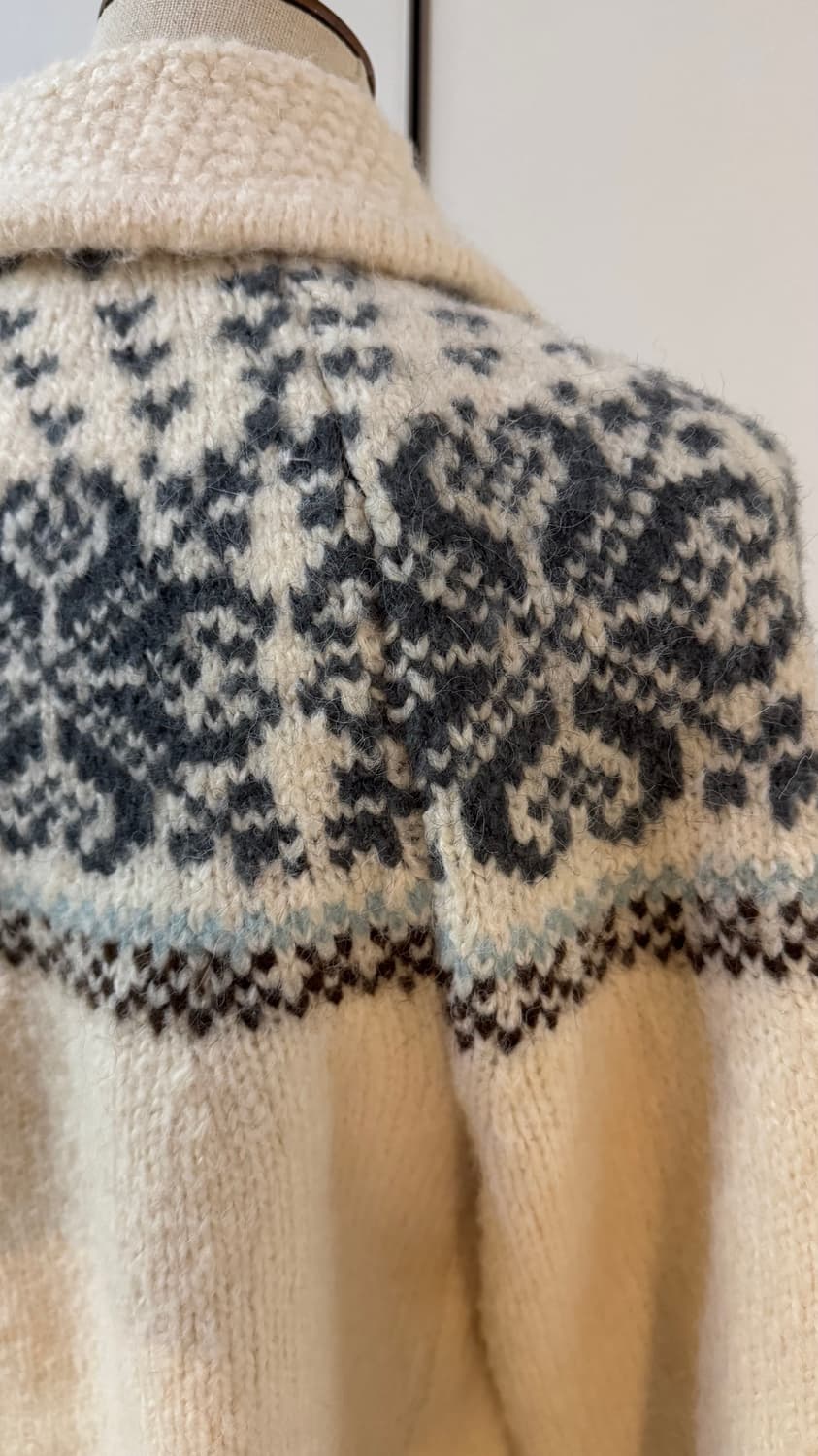 노르딕 패턴 울 니트 가디건 화이트  상품이미지10