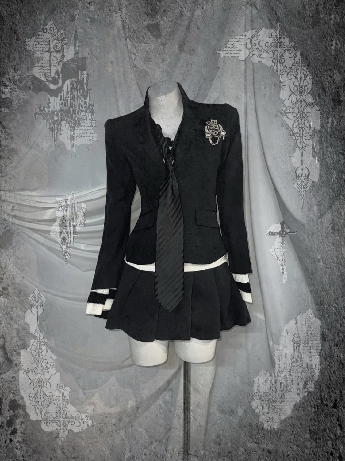 무채색 세실맥비 데일리 펑크 프레피 코디세트 상품이미지1