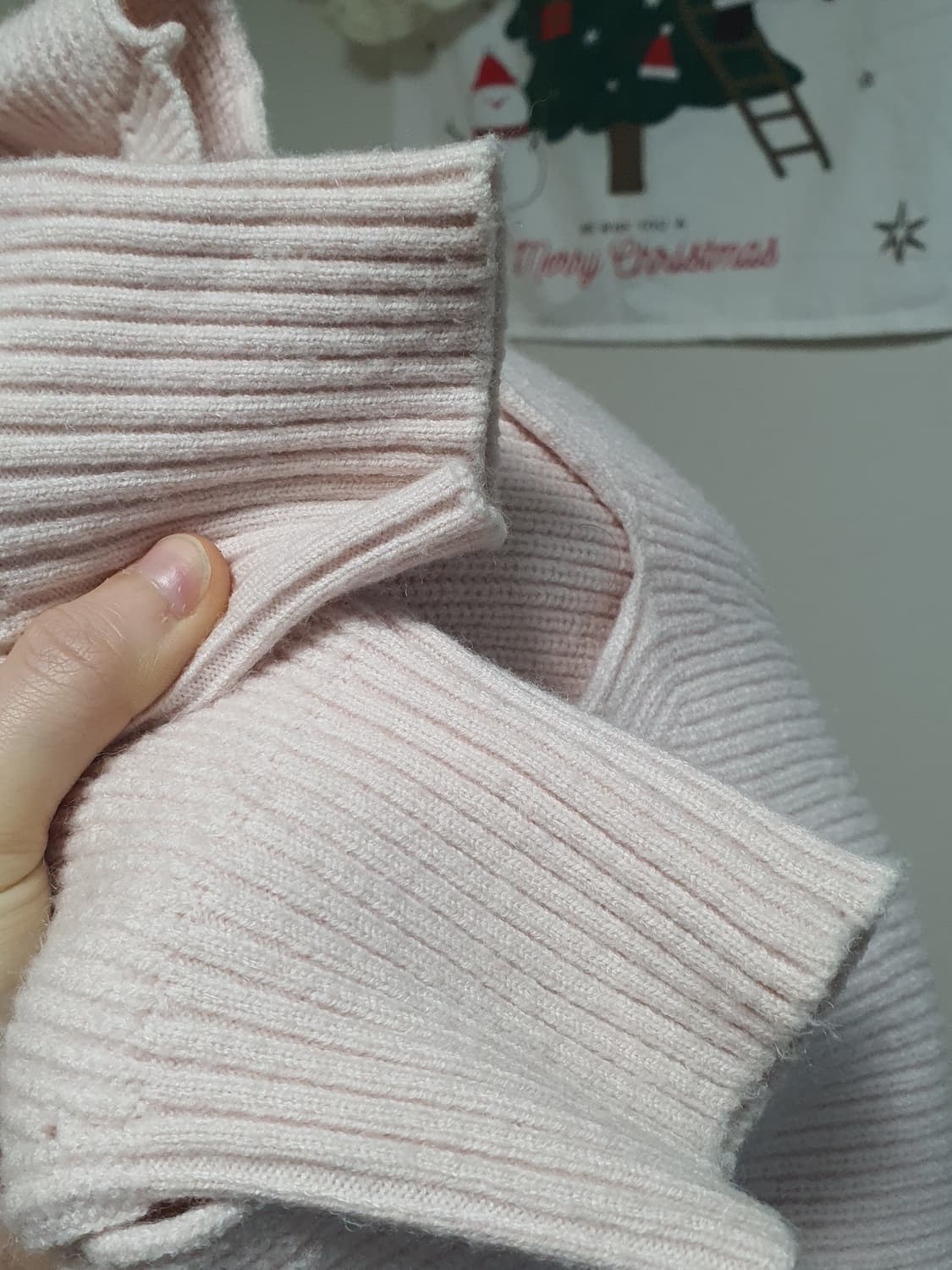 [빈티지] 핑크 브이넥 니트 스웨터 발레코어 니트 상품이미지3