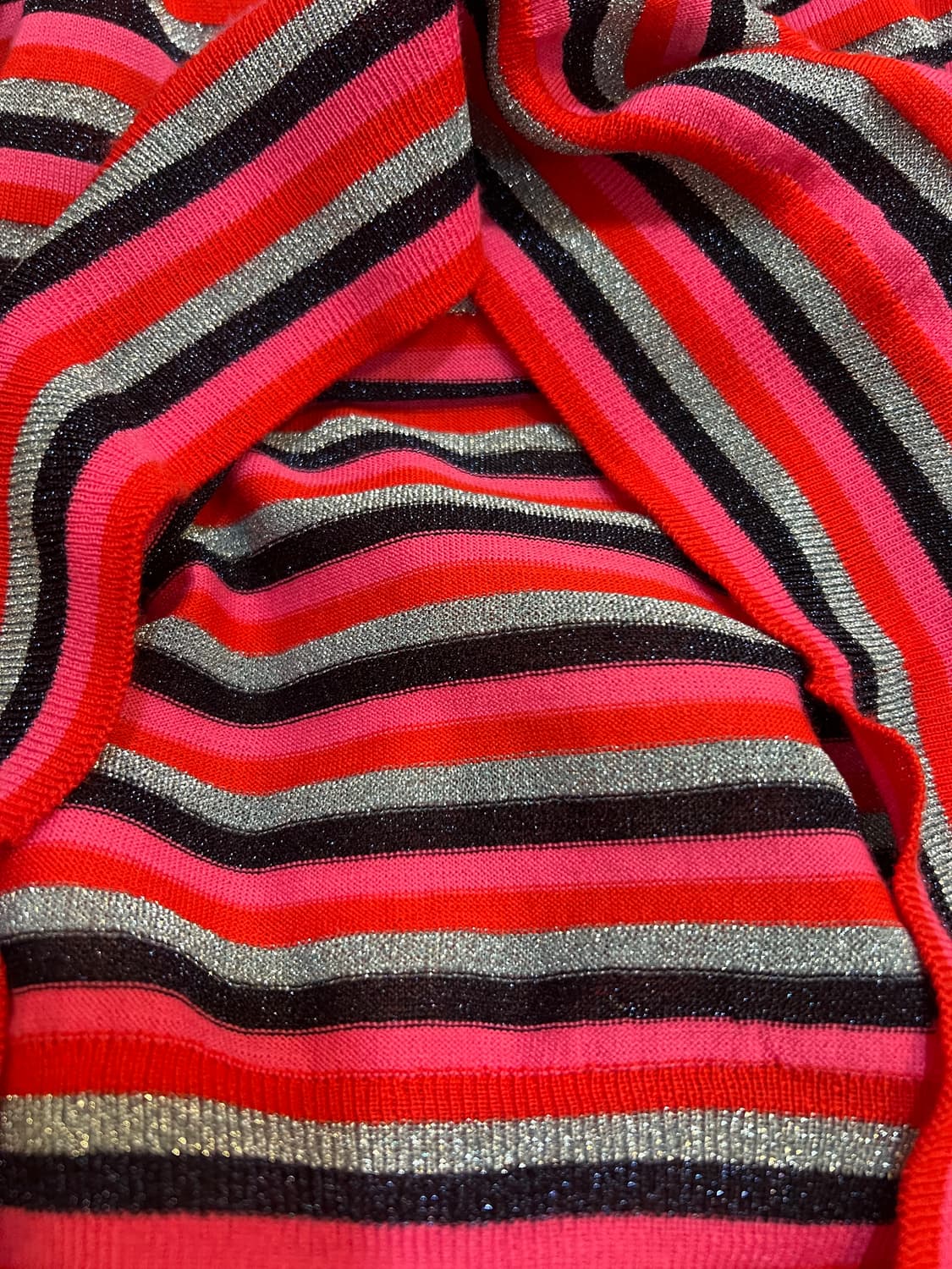 럭키슈에뜨 여성 핑크 스트라이프 글리터니트 상품이미지6