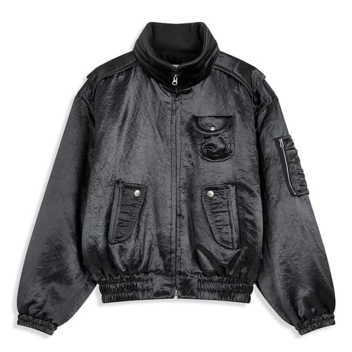 오픈 와이와이 새틴카고봄버 차콜 S 새상품 상품이미지1