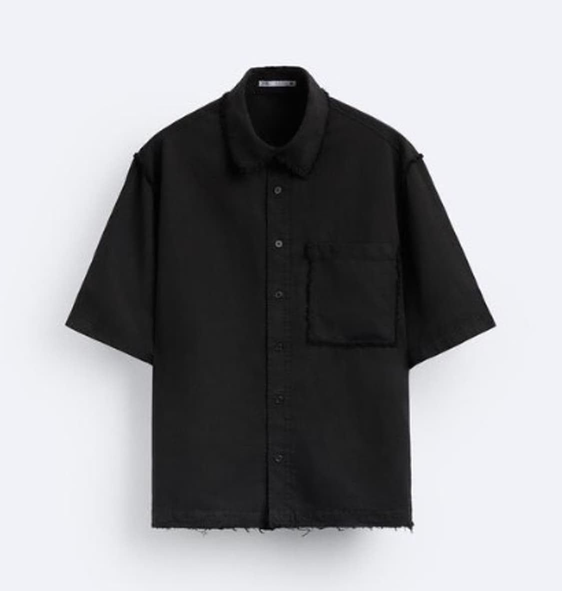 Zara 자라 코튼린넨 컷오프 반팔 하프셔츠 상품이미지4