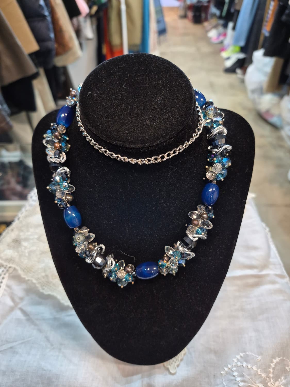 이태리 유리공예 블루톤 목걸이  상품이미지1