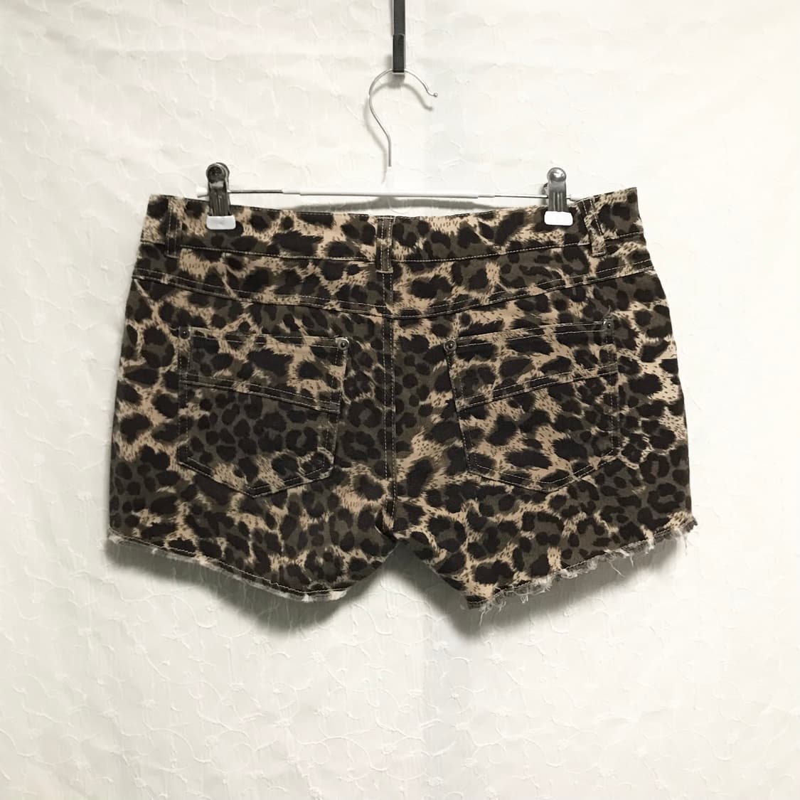 빈티지 갸루 펑크 레오파드 데미지 숏 팬츠 반바지 상품이미지2