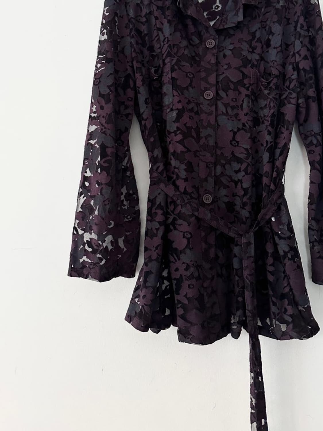 Jacquard string shirt / purple brown 상품이미지5