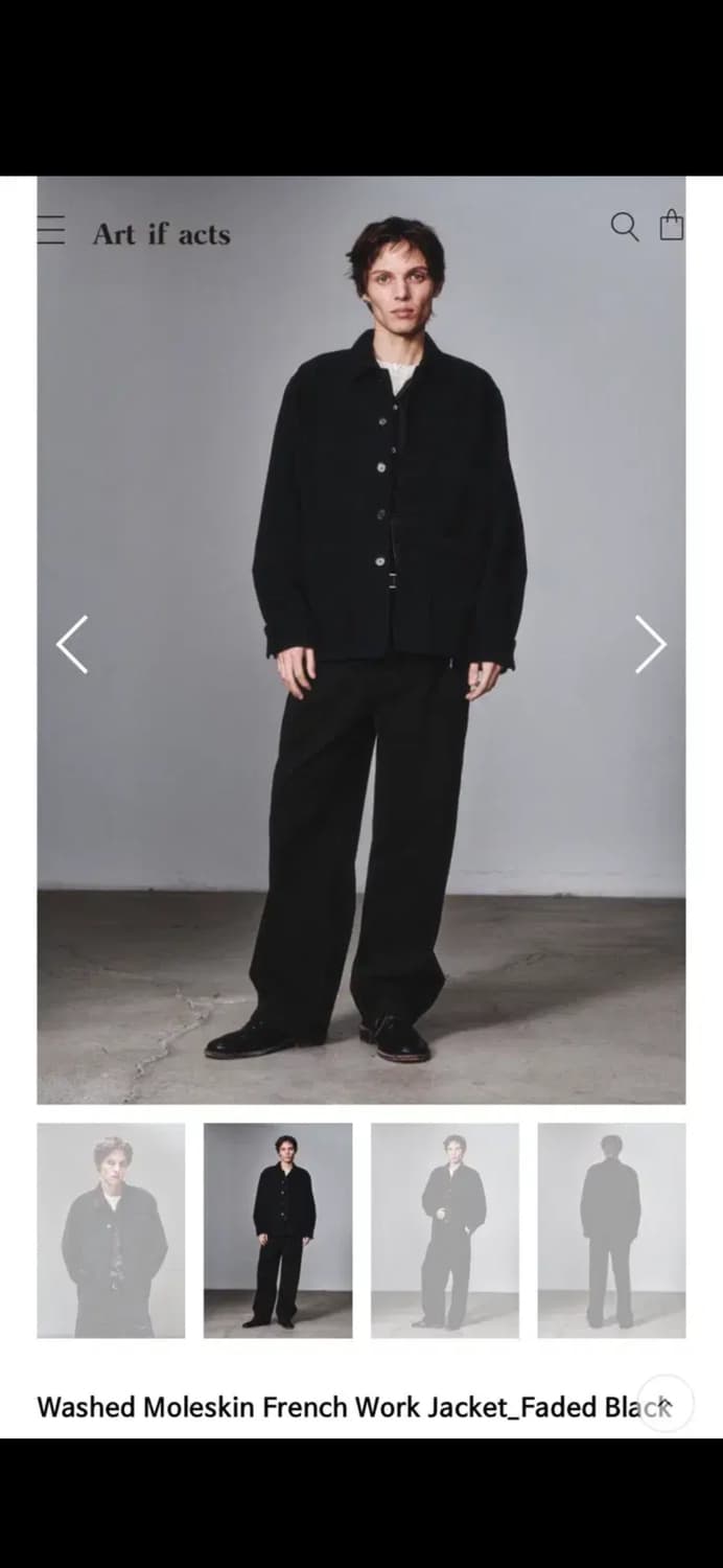 [M]아트이프액츠 몰스킨 프렌치 워크 자켓 블랙 상품이미지1