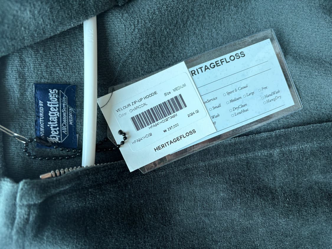 Heritagefloss Velour Zip-up Hoodie 상품이미지5