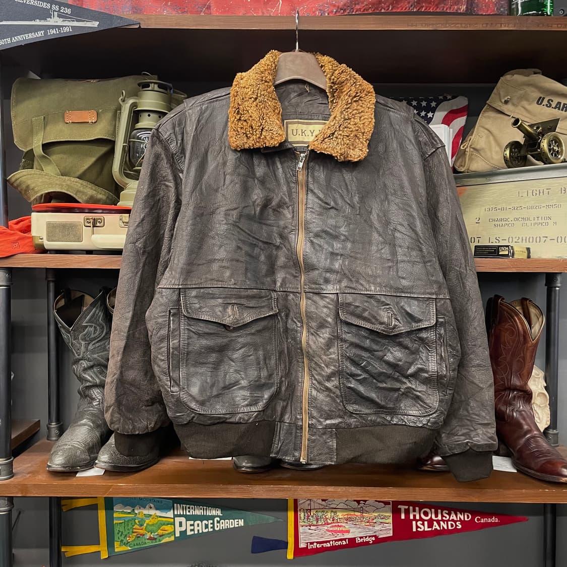 빈티지 미 해군 G-1 리얼 레더 항공 봄버 자켓 상품이미지1