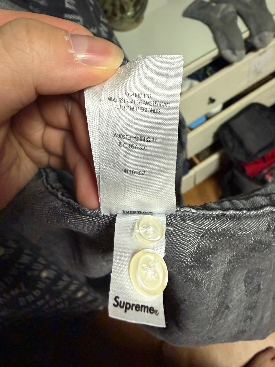 [XL] 슈프림 22ss 아크 자카드 데님셔츠 블랙 상품이미지5