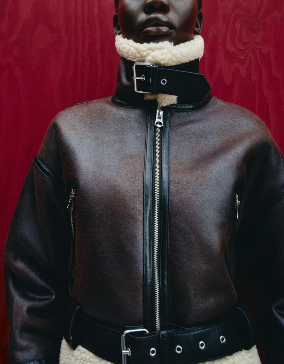 쇼트 더블 페이스드 점퍼 무스탕 상품이미지4