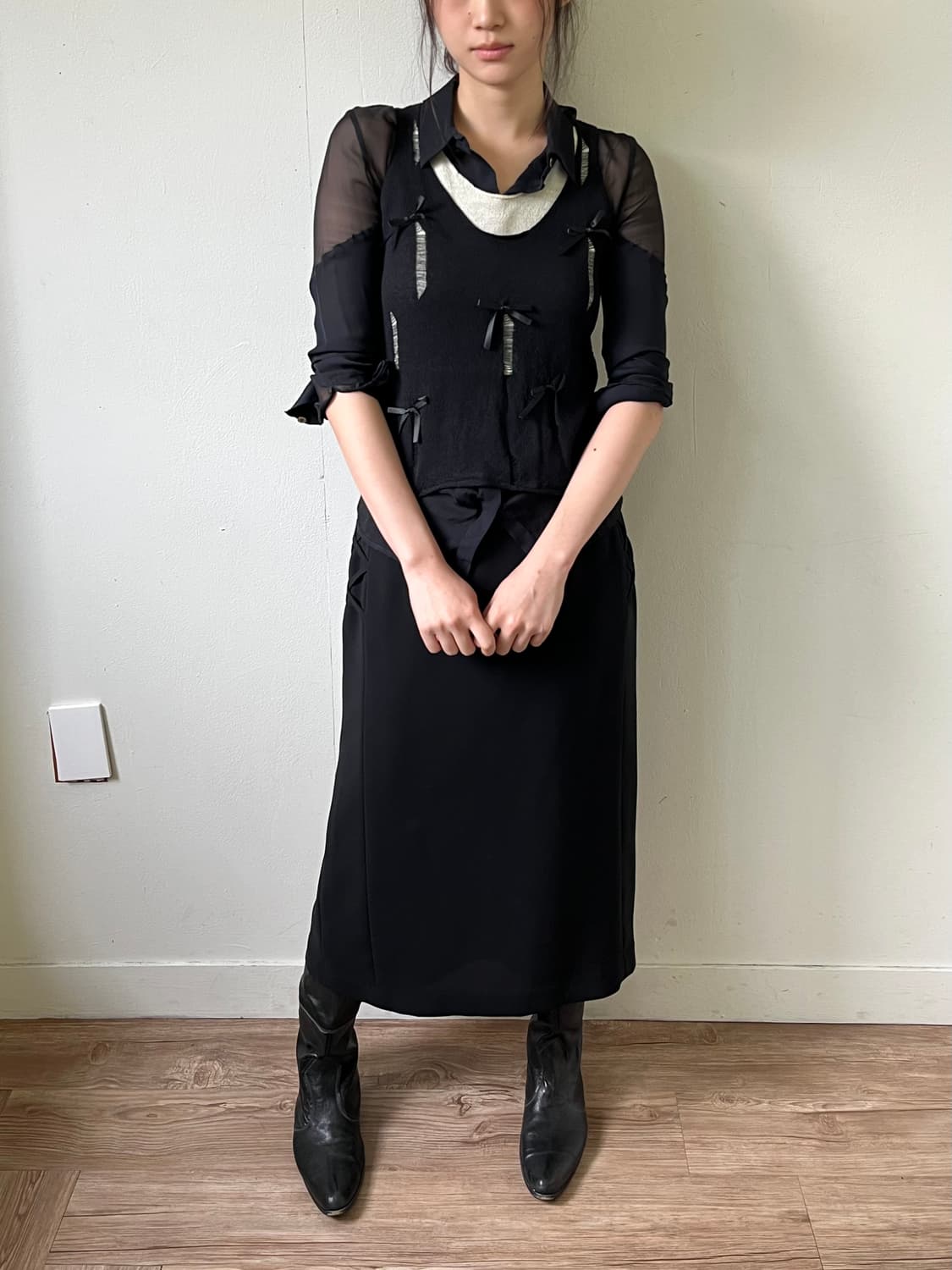 vtg 블랙 리본 베스트 상품이미지7