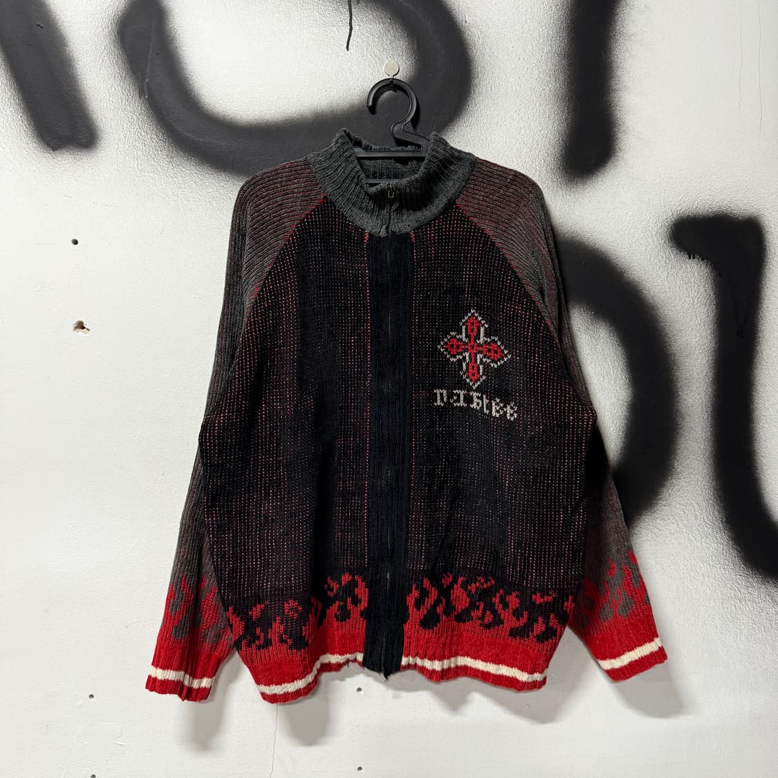 VTG 빈티지 락 고스 펑크 스타일 집업 니트 자켓 상품이미지2