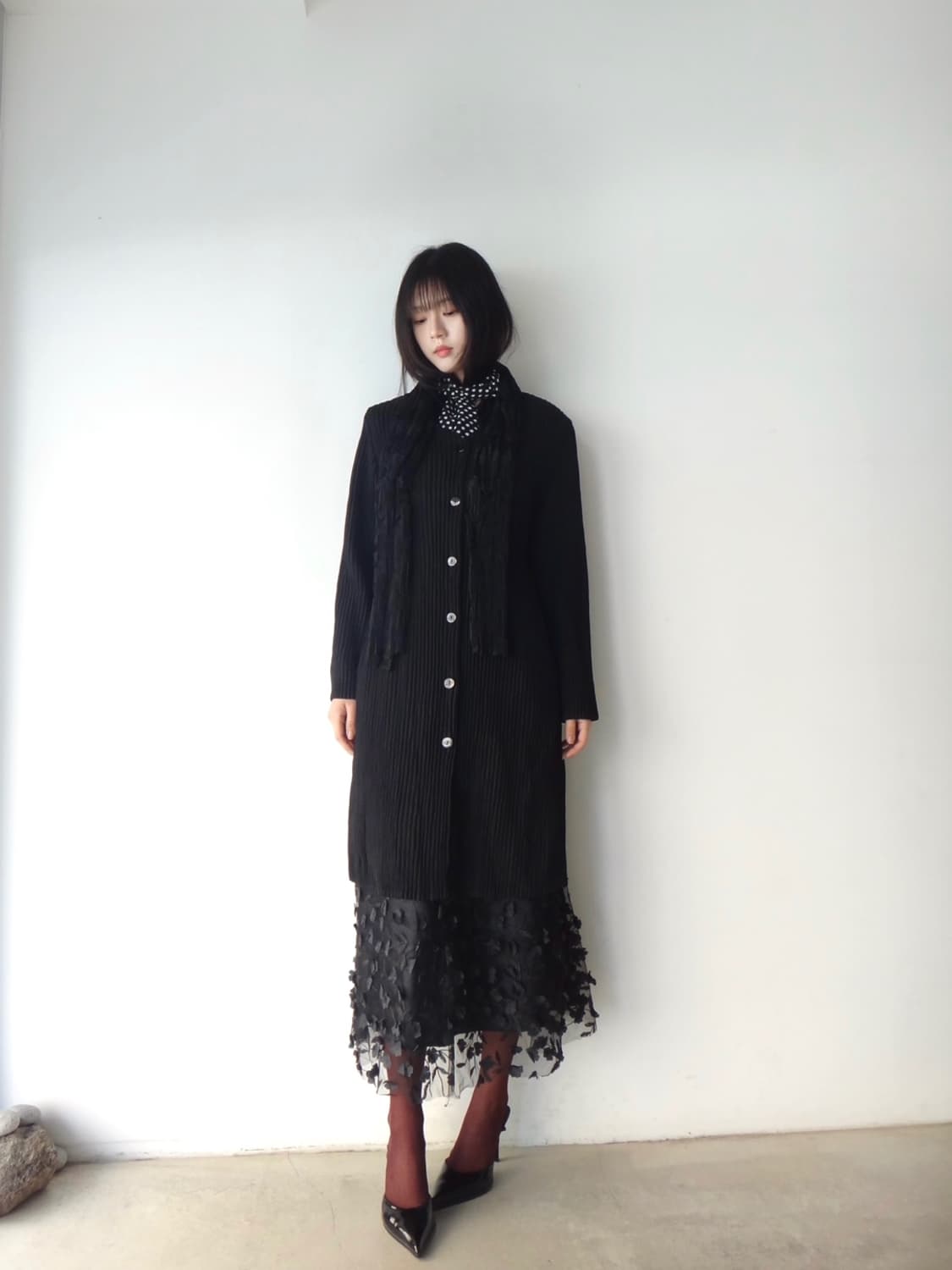 Neck muffler layer pleats top & ops 상품이미지5