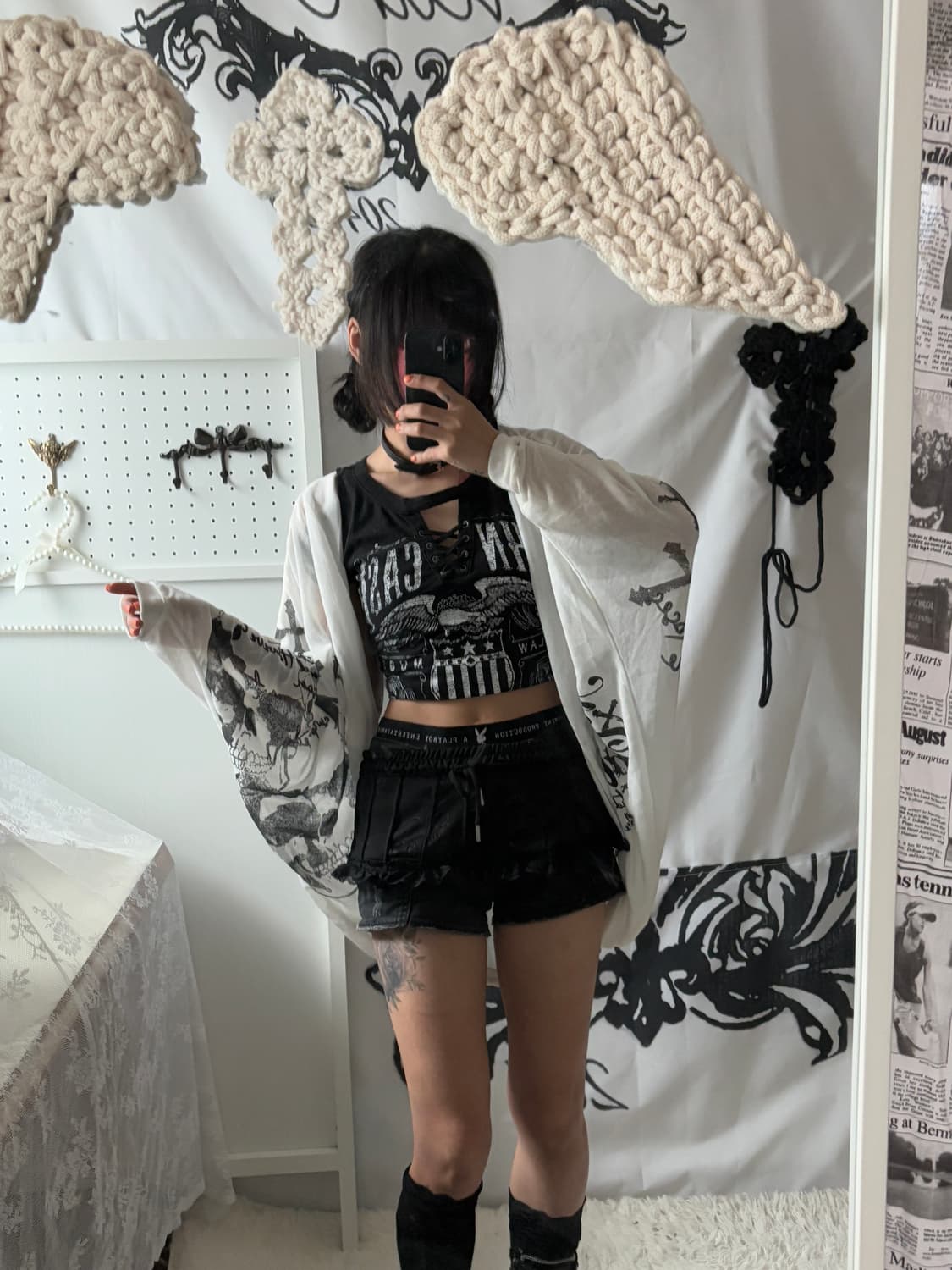 Skull printed loose fit cardigan 상품이미지8