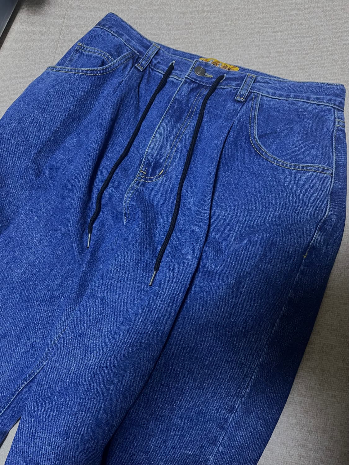 [L] 비에스래빗 미드90 배기 데님 딥블루 상품이미지2