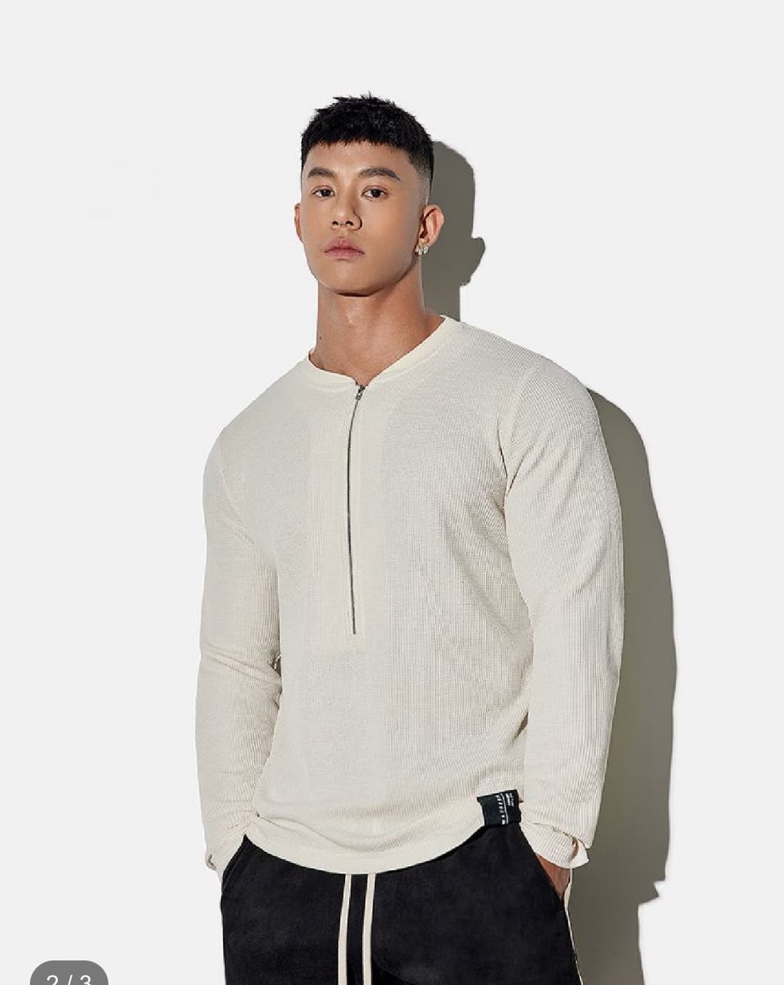 와플 반집업 티셔츠 [아이보리] 상품이미지1