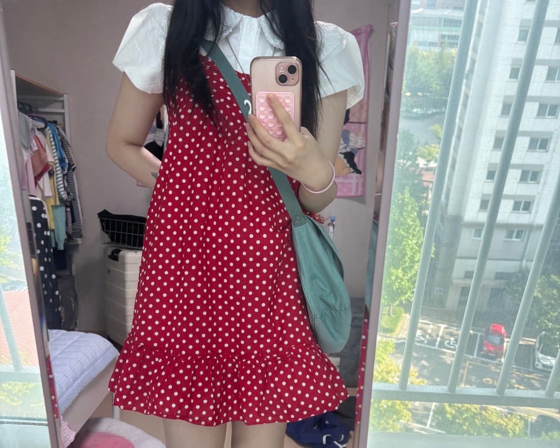 도트 미니 원피스 러블리 모리걸 하구미 로리타 빈티지 상품이미지1