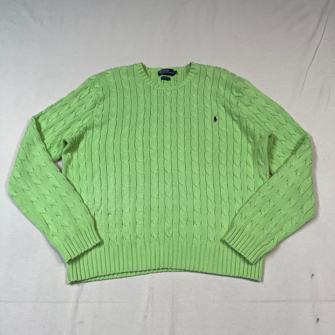 XXL) 폴로 랄프로렌 케이블 꽈배기 라운드넥 니트 연두색 상품이미지1