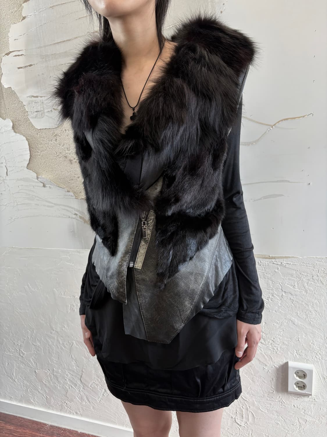 fox fur sheepskin vest 상품이미지3