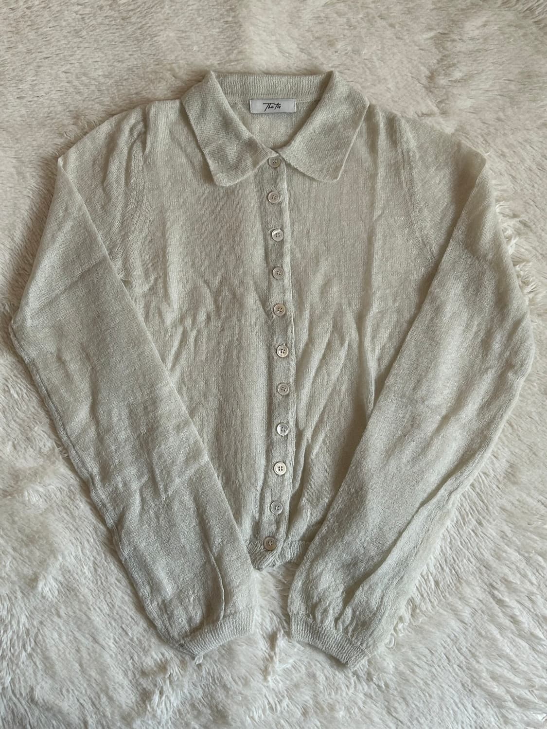 더티스 시스루 카라 가디건 민트 상품이미지4