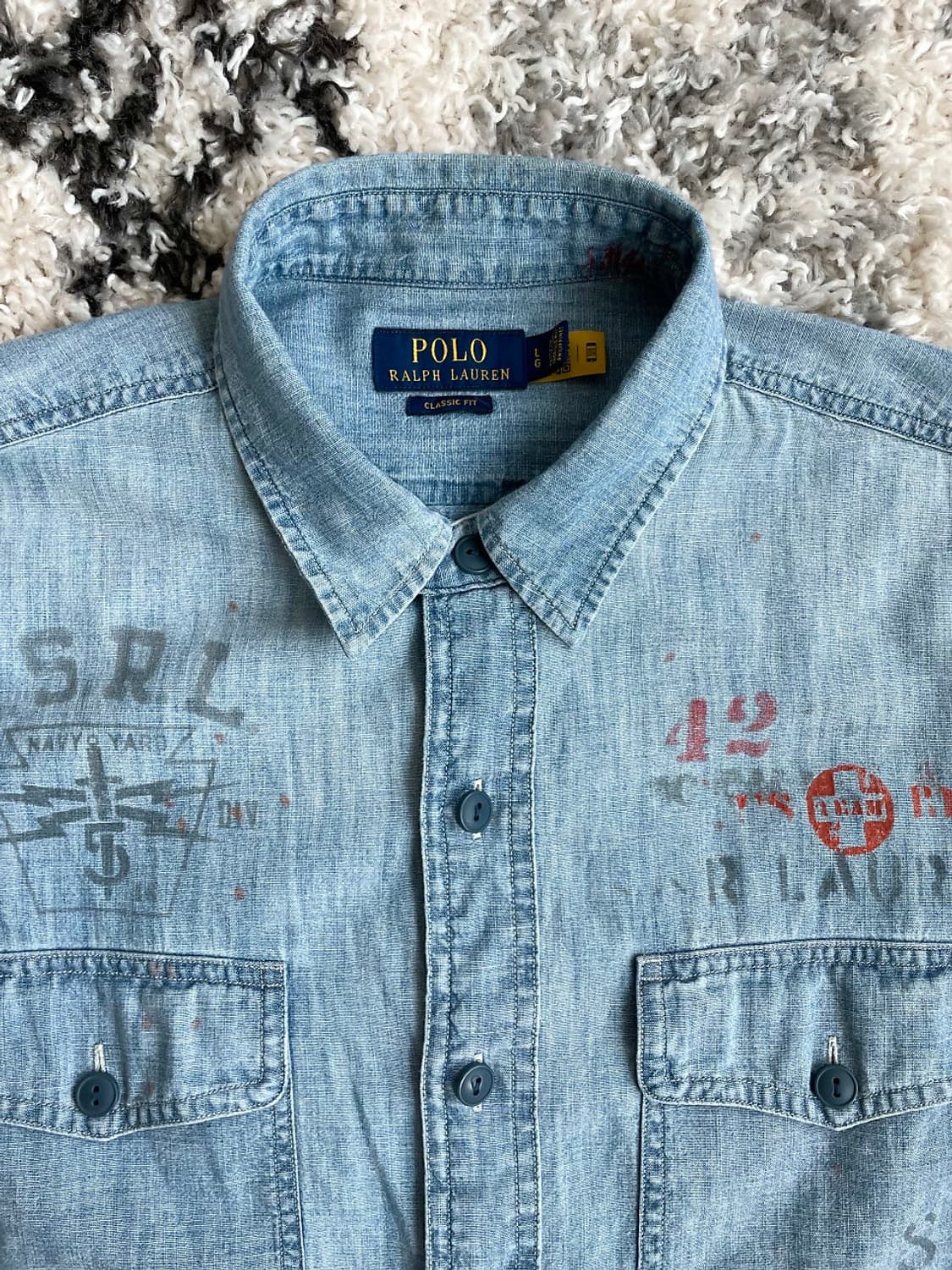 폴로 랄프로렌 해군 샴브레이 셔츠 폴로야상 폴로퍼티그 상품이미지2