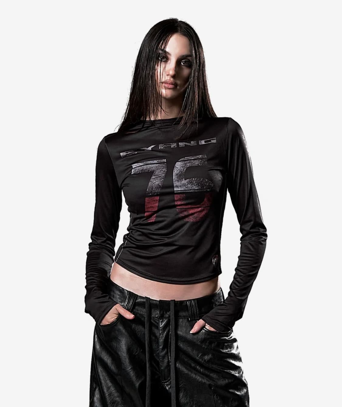 이양 레이싱 롱슬리브 탑  /보헤미안서울배드블러드블랙업스컬프터 상품이미지1