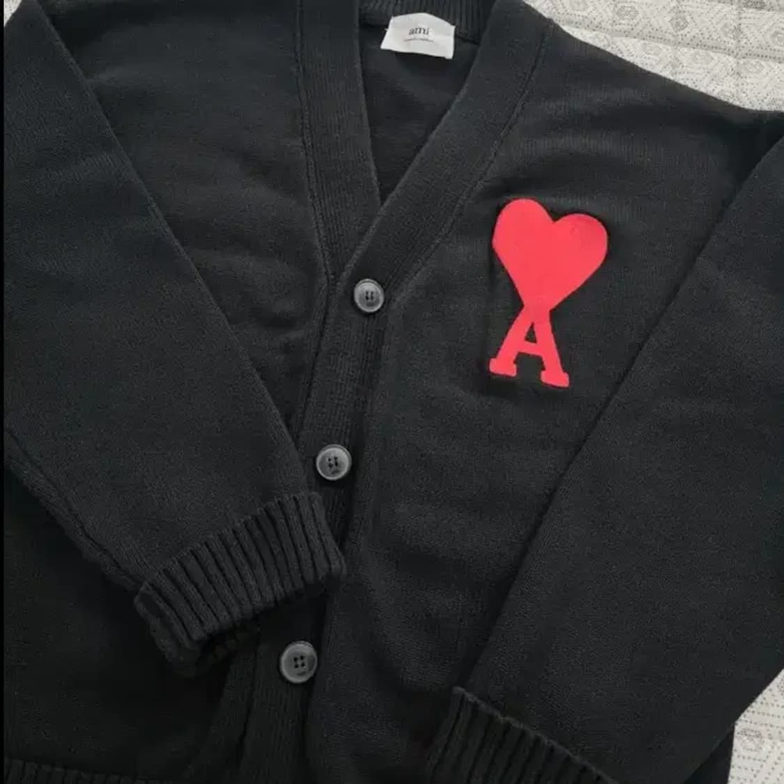 아미 빅 하트 로고 가디건 블랙 100 상품이미지2
