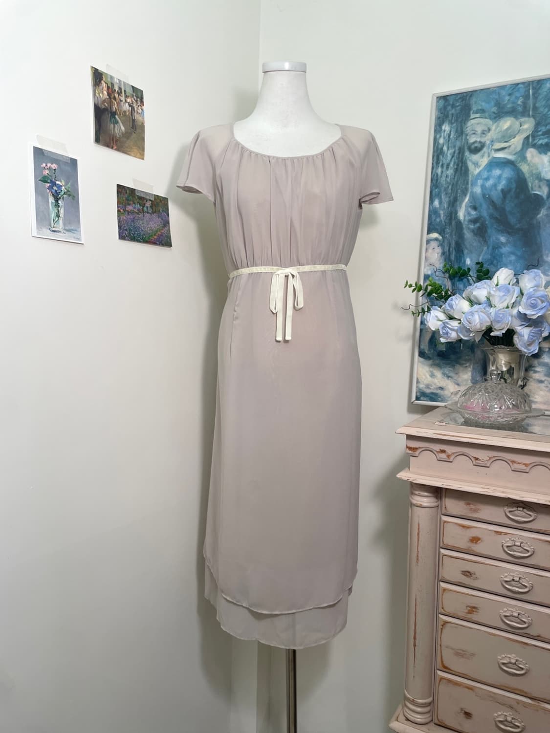 sheer pinkgray shirring bow point opc 상품이미지1