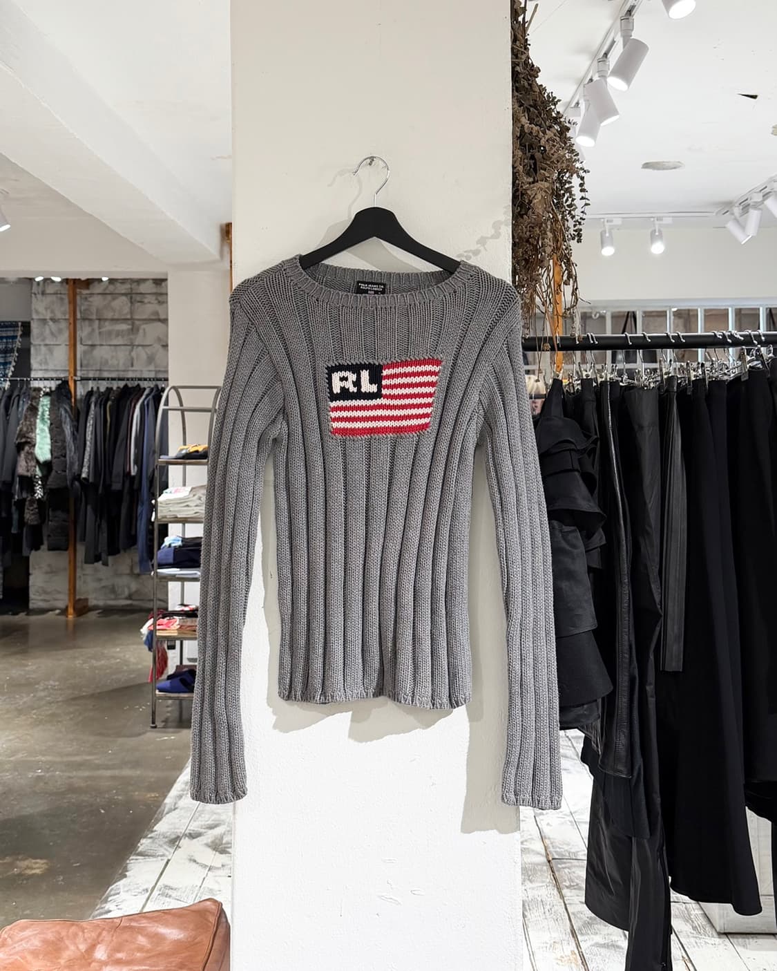 폴로 랄프로렌 진스 그레이 시그니처 아메리칸 플래그 니트 스웨터 상품이미지1