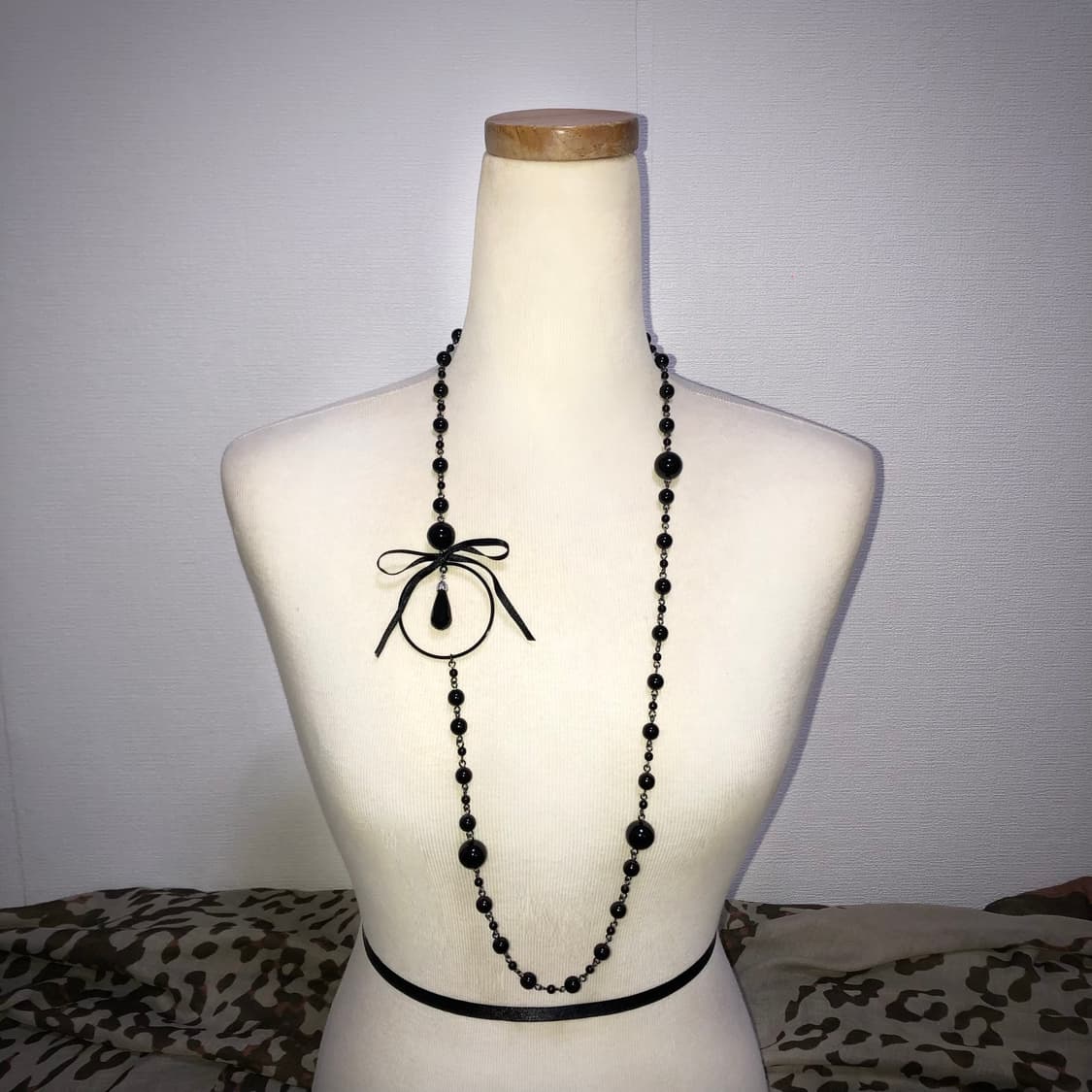 빈티지 블랙 리본 롱 목걸이 갸루 펑크 긱시크 페어리 오리엔탈 상품이미지2