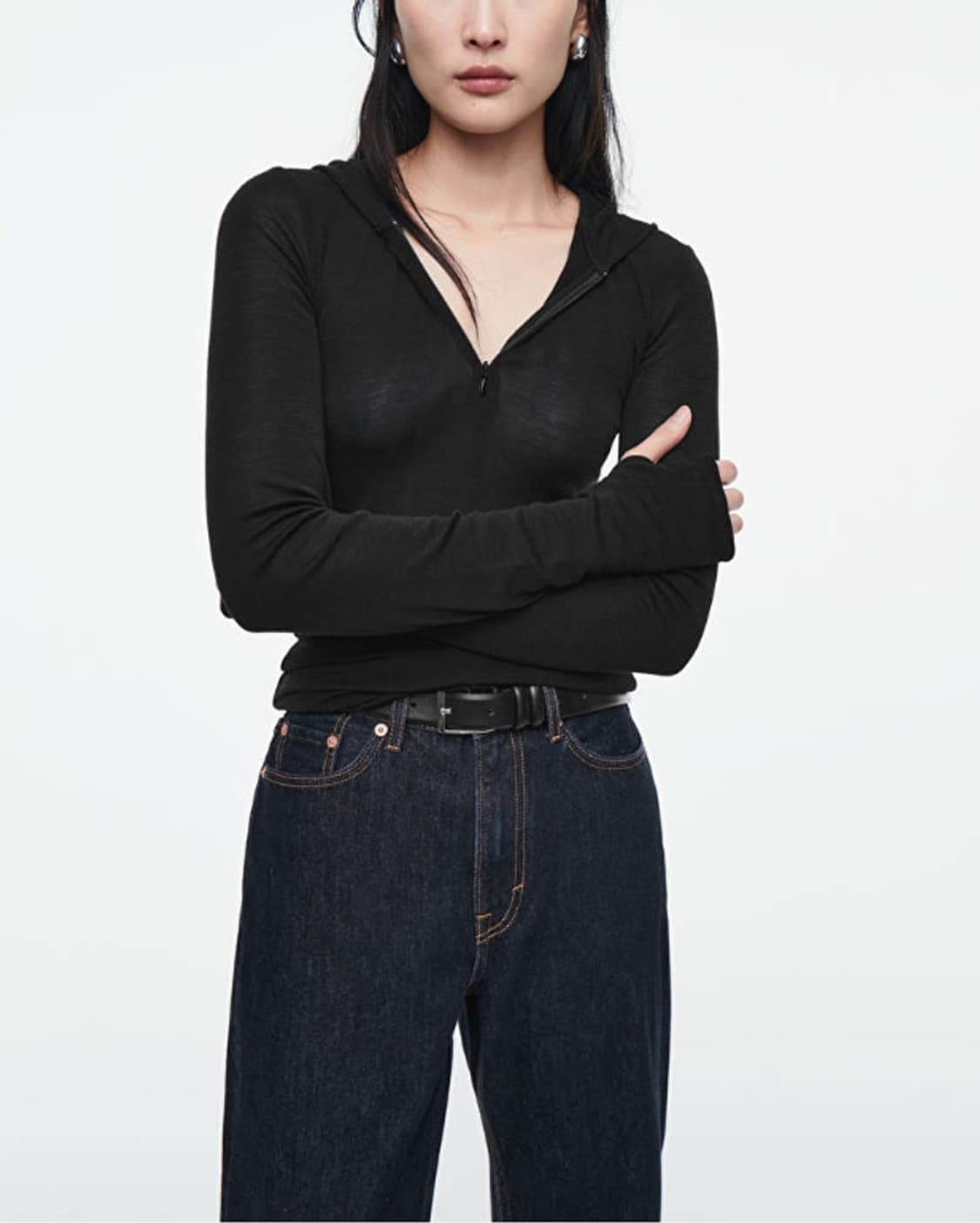 COS 울 100 슬림 후드 티 XS 상품이미지1