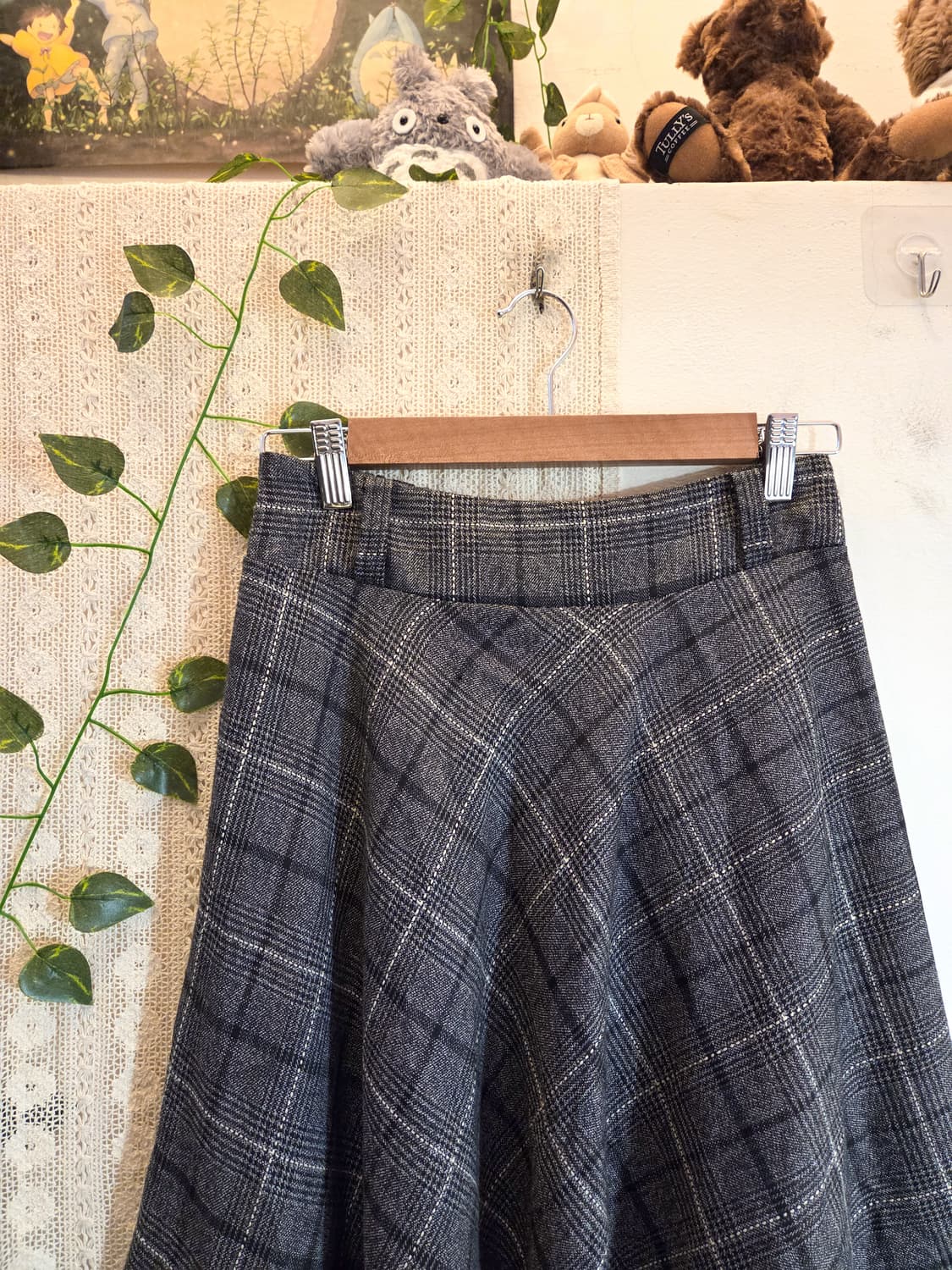 차콜 체크 롱스커트 상품이미지2