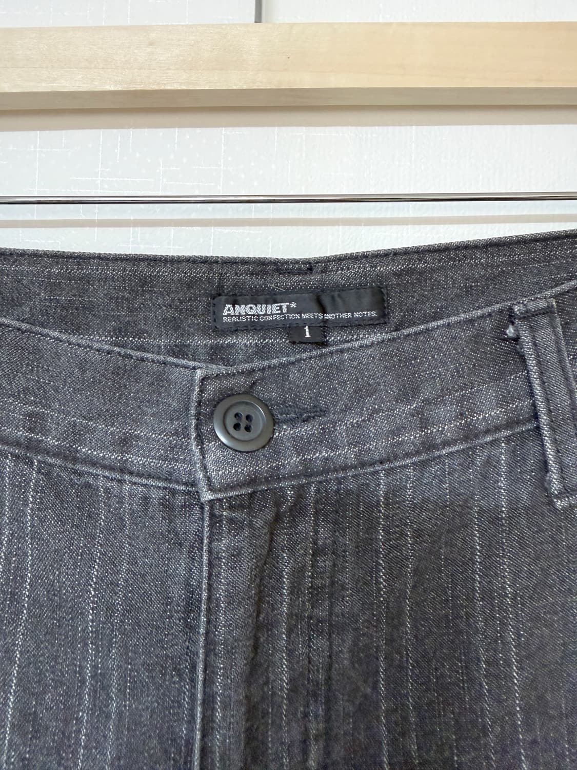 anquiet 흑청 스트라이프 데님 팬츠 상품이미지2