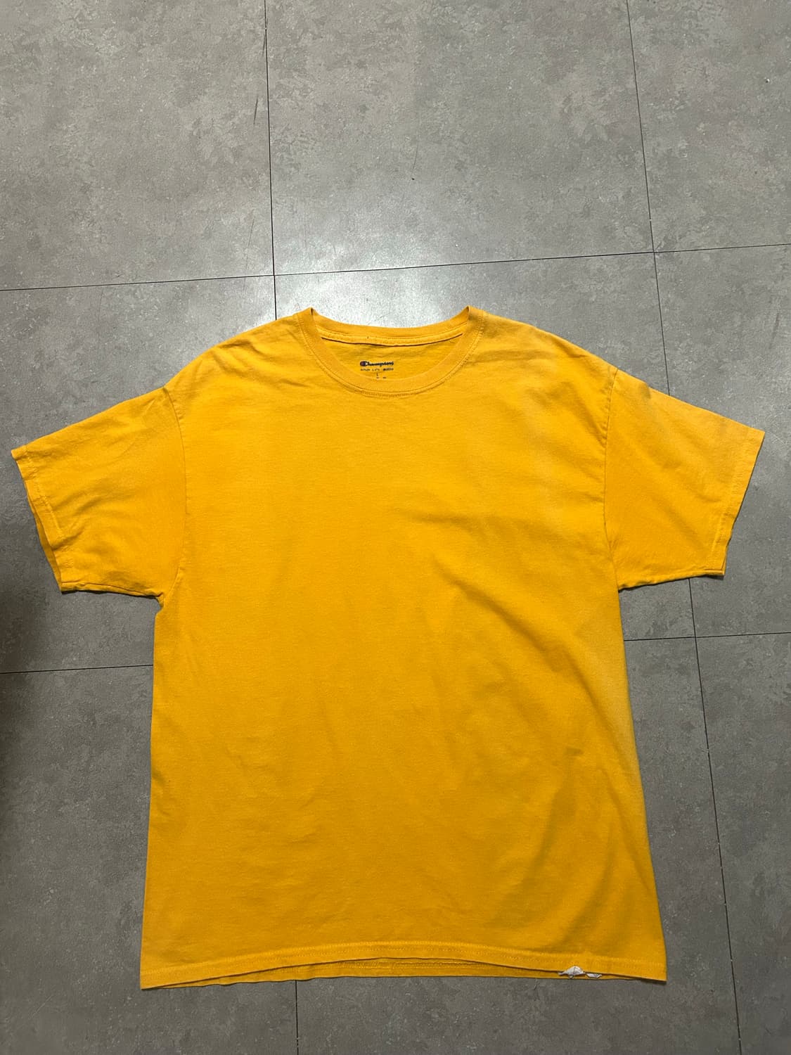 00s 챔피온 옐로우컬러 빈티지 헤비코튼 숏슬리브 티셔츠 100size 상품이미지1