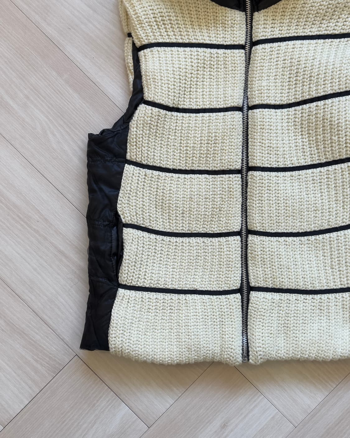 [Vintage] Mixed Knit Quilted Hood Vest 상품이미지2