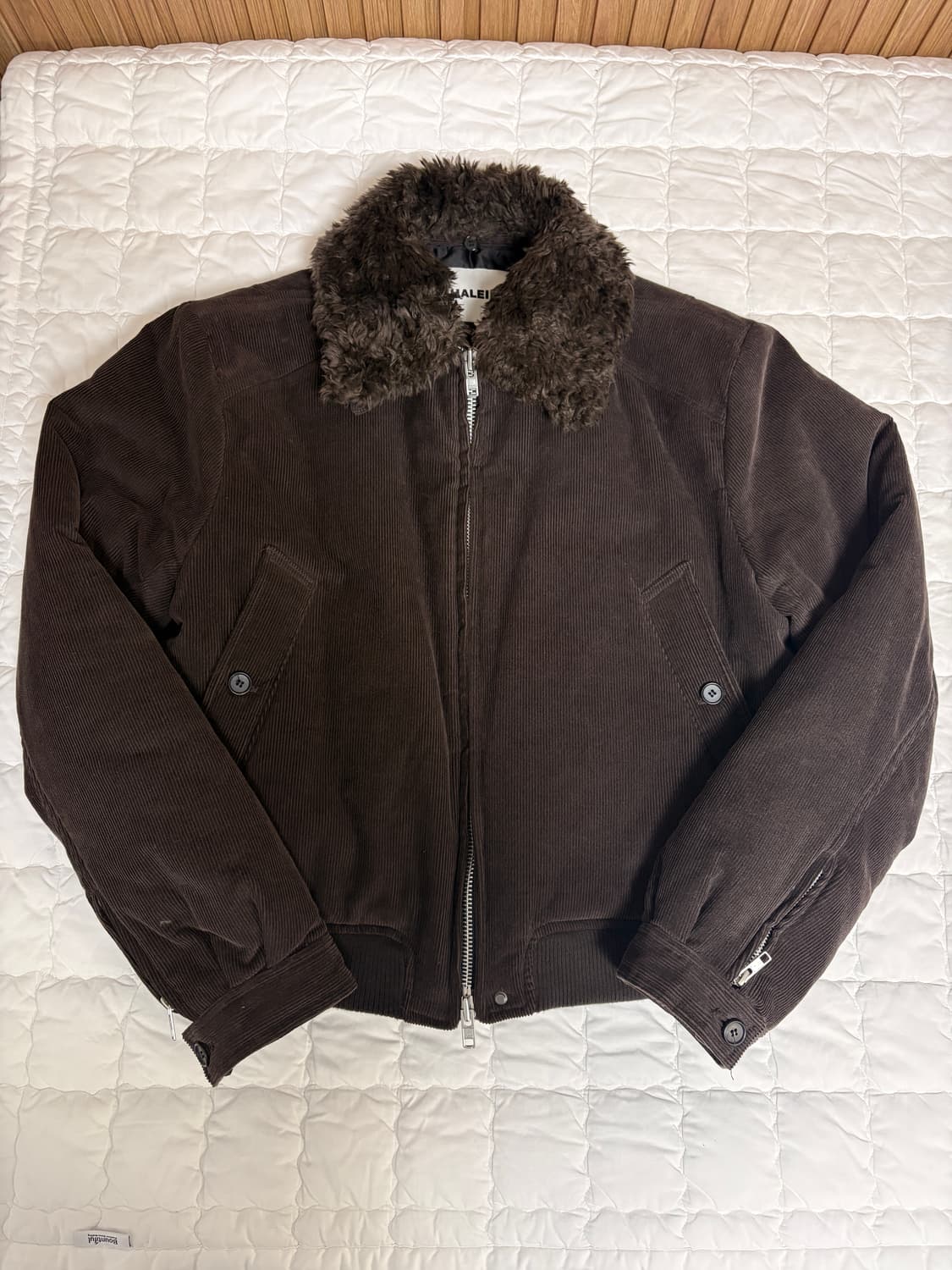 알렌느 디테쳐블 카라 코듀로이 패딩 블루종 브라운 상품이미지1