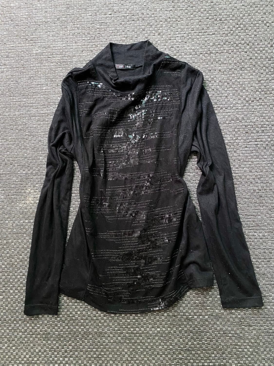  [CherCheur] Y2K Glitter Black Sleeve 상품이미지1