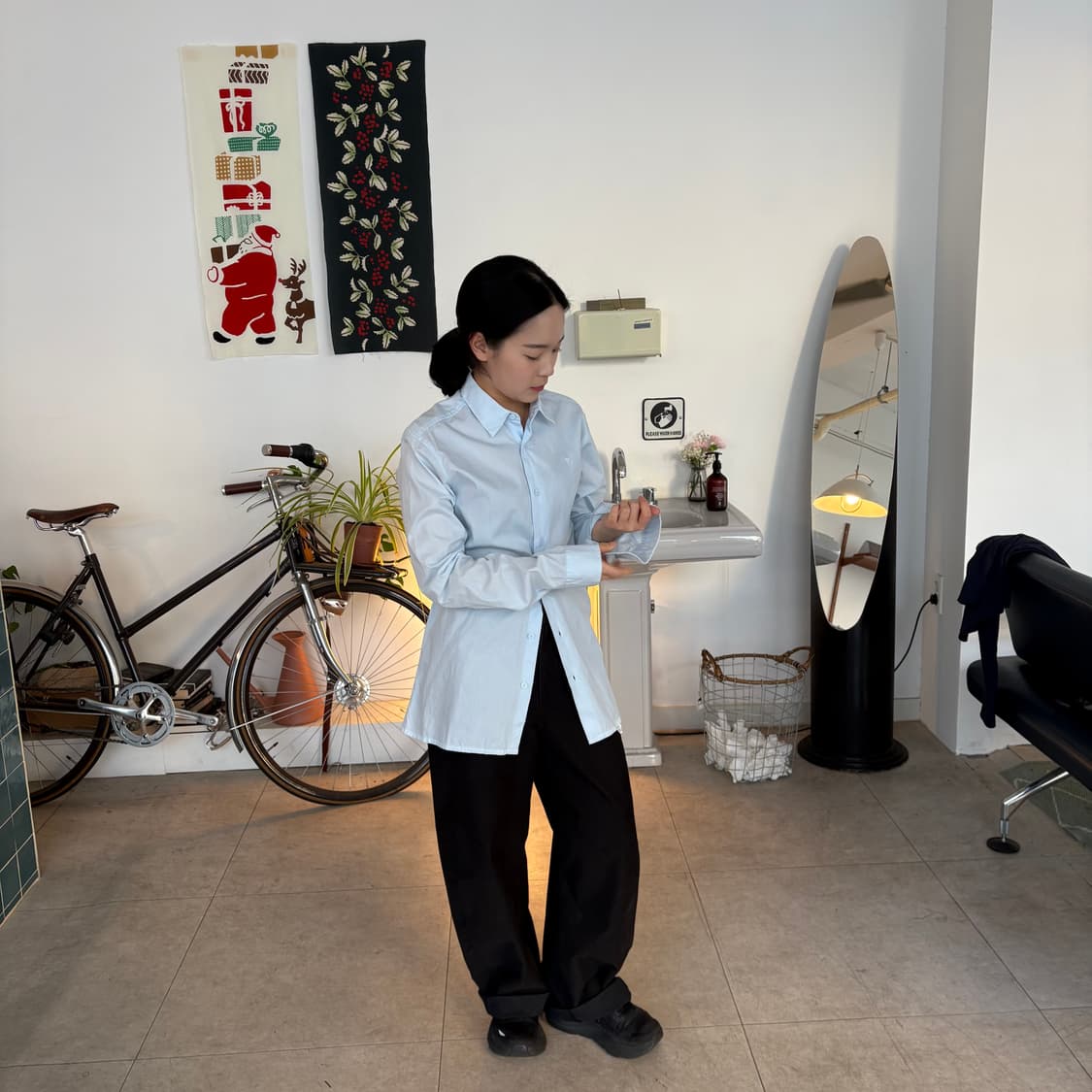 라프시몬스 스몰 R 로고 셔츠 상품이미지3