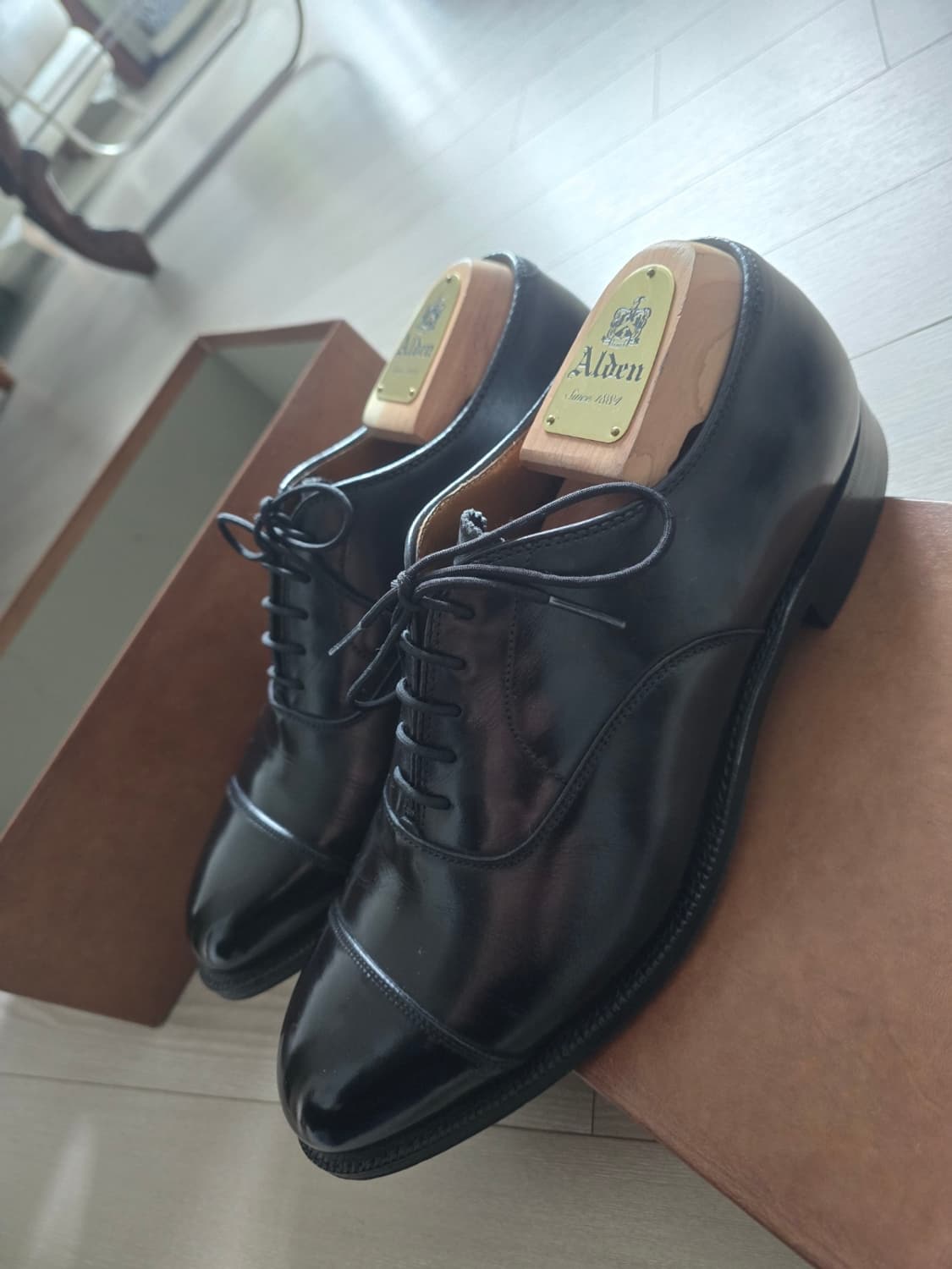 알든(Alden) 블랙 캡토 옥스퍼드 구두(정품 슈트리 포함) 상품이미지6