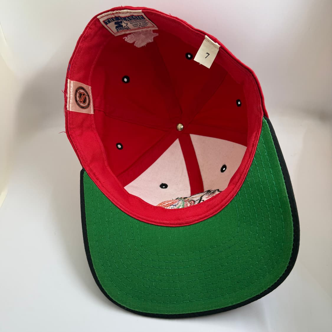 [희귀/OG] 90s 스타터 시카고 블랙호크스 사이드 스크립트 피티드 캡 상품이미지5